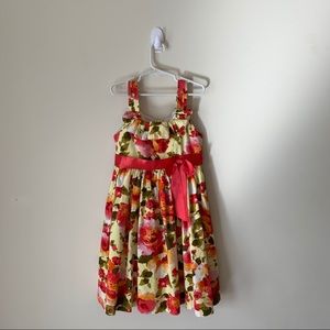 Bonnie Jean Girls Floral Print Bow Dress Size 7